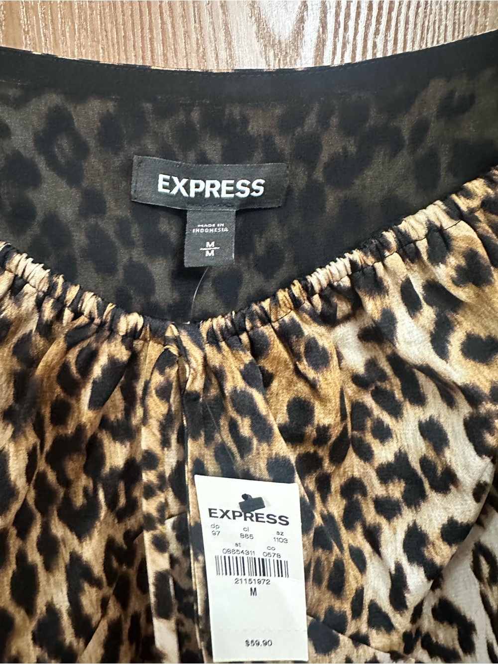 Express Leopard Print Peasant Blouse - Brown & Black - Picture 3 of 3
